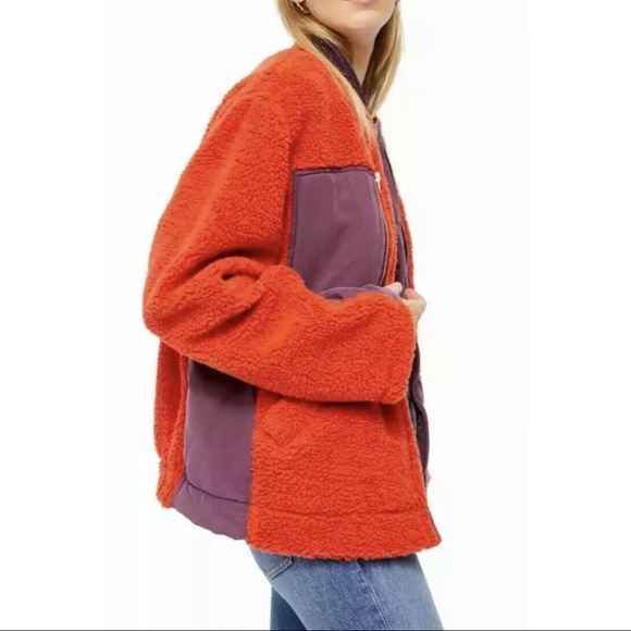 M FREE PEOPLE Rivington Sherpa Bomber Jacket Chili - Picture 5 of 9